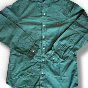 Polo by Ralph Lauren Teal Green Button-Down Shirt with Red Pony